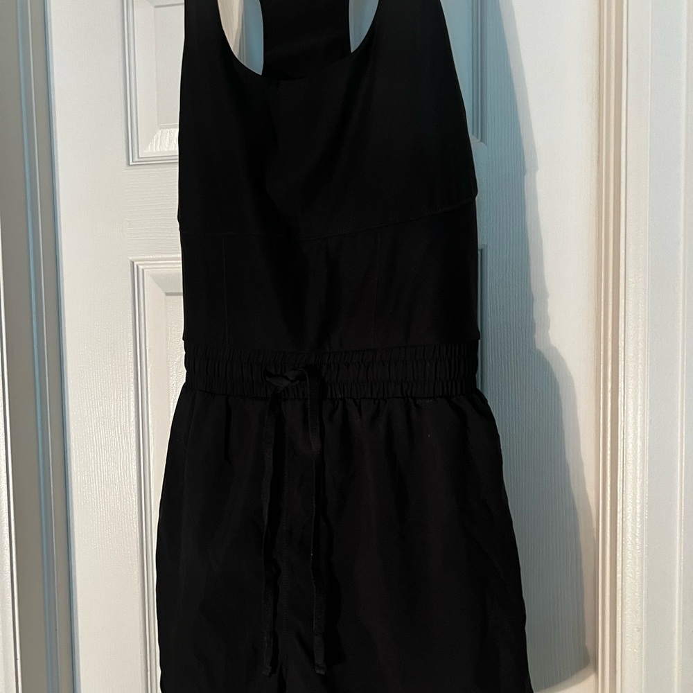 Fabletics Black Sleeveless one piece romper shorts